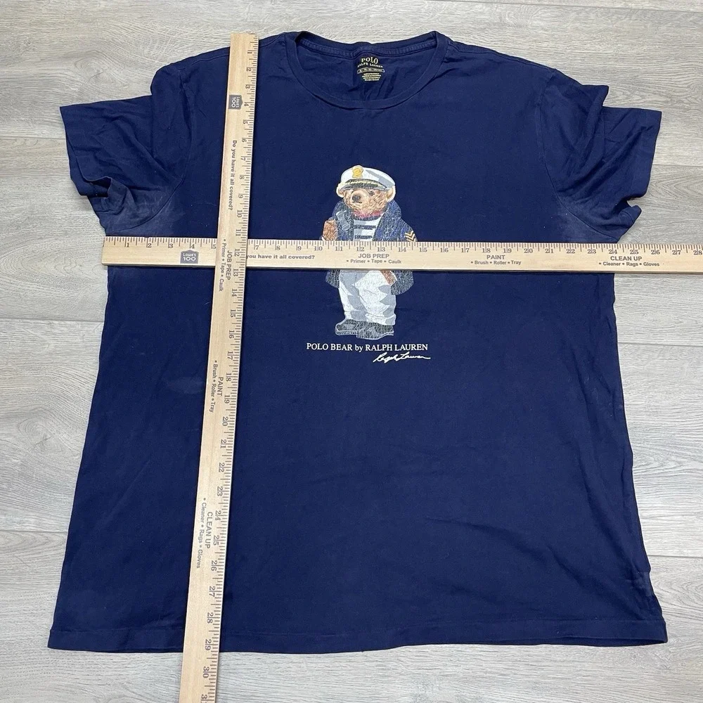 Polo Ralph Lauren Captain Navy Bear T Shirt Men Sz XL FAIR READ